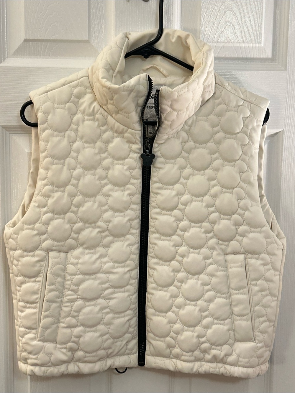Disney x Forever 21 Mickey Mouse Quilted Puffer Vest Cream White